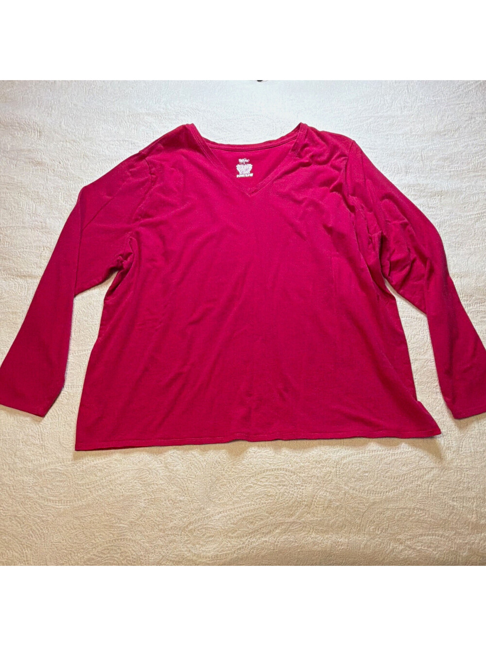 Mossimo Women’s Plus 20 Pink V-Neck Long Sleeve Knit Pullover T-Shirt Solid